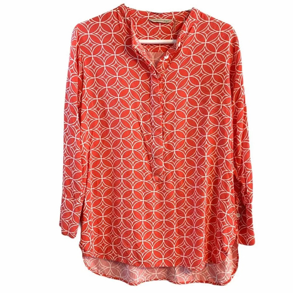Soft Surroundings Coral Top Medium Tunic Orange Kaleidoscope Pattern Geometric - Picture 1 of 6